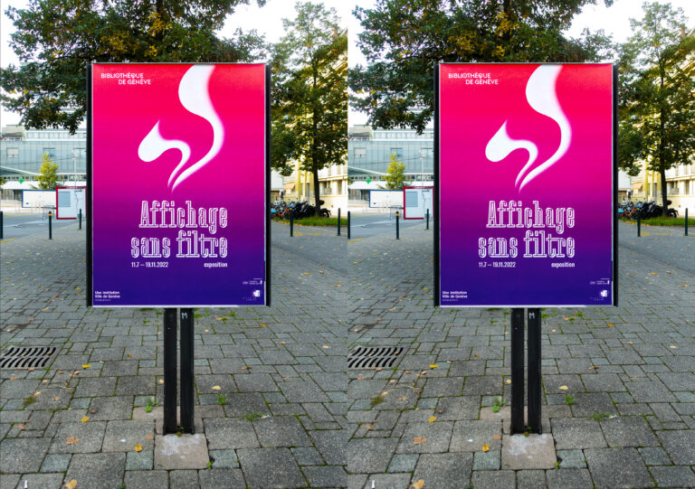 <em>Affichage sans filtre</em>, poster, Bibliothèque de Genève, 2022